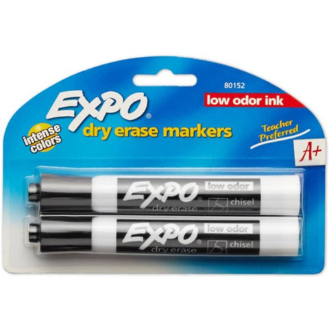 Markers Expo Dry Erase Chisel Black 2/cd
