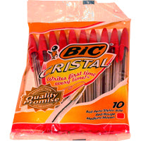 Pen Bic Stic Med Pt Red 10/Cd